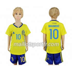 Maillot de Foot Suède Zlatan Ibrahimovic 10 Enfant Domicile Coupe du monde 2018