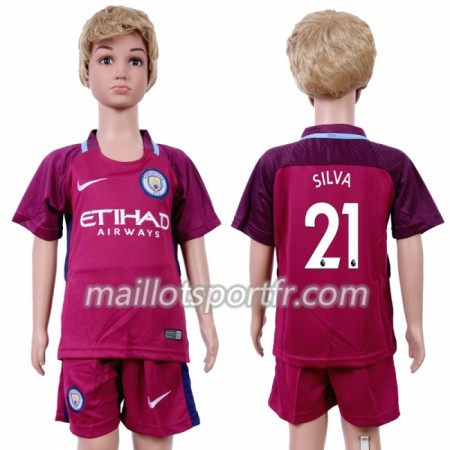 Maillot de Foot Manchester City David Silva 21 Enfant Exterieur 2018